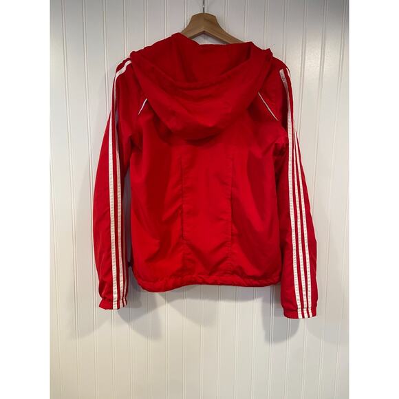Adidas Windbreaker Men’s M Red White Full Zip Hooded Jacket, Adjustable - Picture 4 of 4